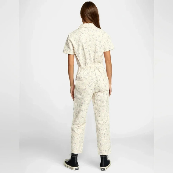 RVCA Nightshift Womens Floral Jumpsuit L NWT Utility Fall Outdoors - Picture 3 of 12
